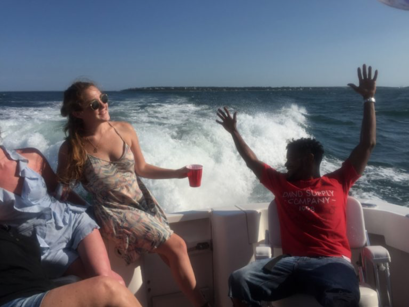 Mobilizers on a boat enjoying time off from their cool jobs in Martha's Vineyard, Massachusetts.